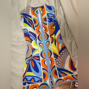 Pucci style Mod Print Sleeveless Tunic Mini Dress | 60s 70s